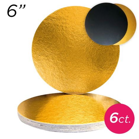 6" Gold/Black Round Compressed Cakeboards 2 mm thick, 6 ct.