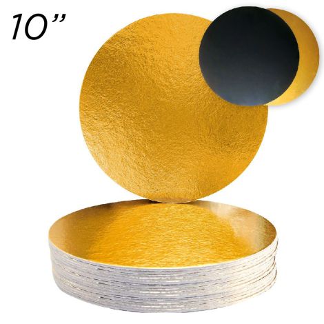 10" Gold/Black Solid Cake Board 2 mm, 12 ct.