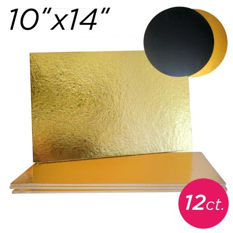 10"x14" Gold/Black Solid Cake Board, Thin Drum 3 mm, 12 ct.