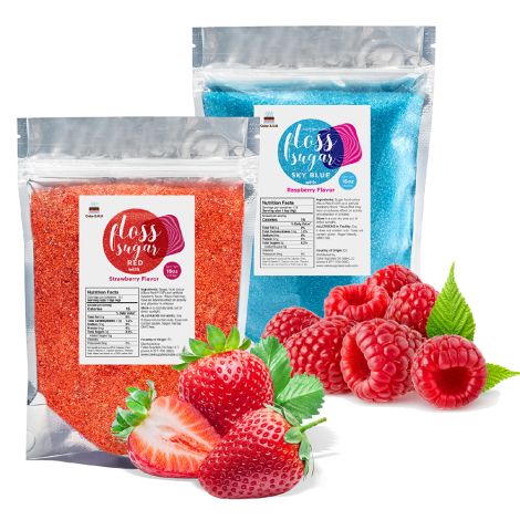 Floss Sugar Set - Blue Raspberry, Strawberry, 16 oz.