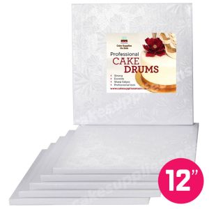 12" White Square Drum 1/2", 6 count