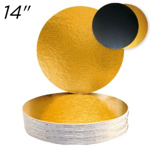 14" Gold/Black Solid Cake Board, Thin Drum 3 mm, 10 ct.