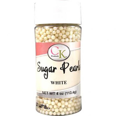 White Edible Sugar Pearls Decoration Balls 4mm 8 Oz 